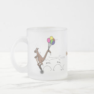 Caneca De Café Vidro Jateado Ilustração de desenho animado de canguru humor a