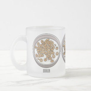 Caneca De Café Vidro Jateado Ilustração de desenho animado de cereais