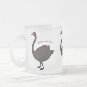 Caneca De Café Vidro Jateado Ilustração de desenho animado de cisne preto