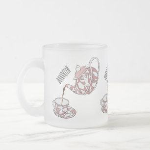 Caneca De Café Vidro Jateado Ilustração de desenho animado de configuração de g