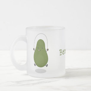 Caneca De Café Vidro Jateado Ilustração de desenho animado de corda de salto de