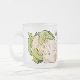 Caneca De Café Vidro Jateado Ilustração de desenho animado de couve-flor