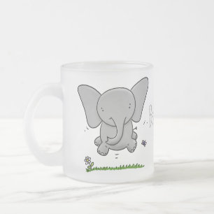 Caneca De Café Vidro Jateado ilustração de desenho animado de elefante de beb