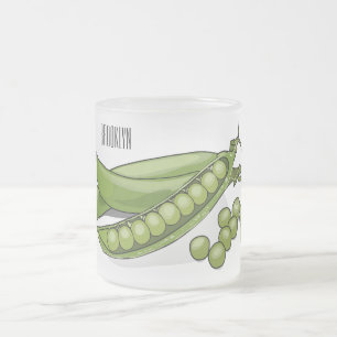 Caneca De Café Vidro Jateado Ilustração de desenho animado de ervilha