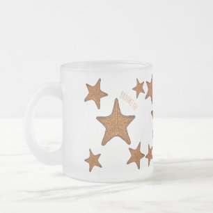 Caneca De Café Vidro Jateado Ilustração de desenho animado de estrela-do-mar