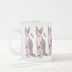 Caneca De Café Vidro Jateado Ilustração de desenho animado de gato esphynx