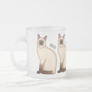 Caneca De Café Vidro Jateado Ilustração de desenho animado de gato siamês