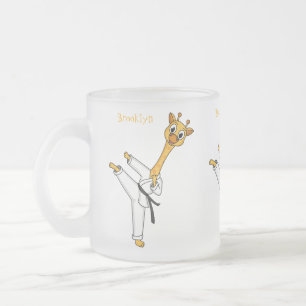 Caneca De Café Vidro Jateado Ilustração de desenho animado de Kung Fu girafa