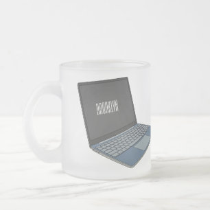 Caneca De Café Vidro Jateado ilustração de desenho animado de laptop