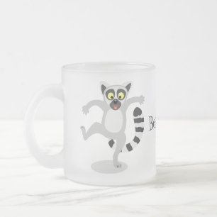 Caneca De Café Vidro Jateado Ilustração de desenho animado de lêmur de cauda de