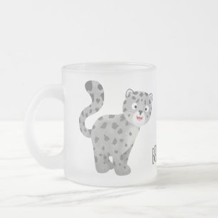 Caneca De Café Vidro Jateado Ilustração de desenho animado de leopardo-da-neve