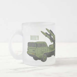 Caneca De Café Vidro Jateado Ilustração de desenho animado de mísseis militares