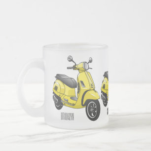 Caneca De Café Vidro Jateado Ilustração de desenho animado de motocicleta