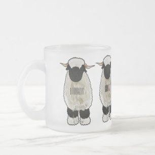 Caneca De Café Vidro Jateado ilustração de desenho animado de ovelha Valais Bla