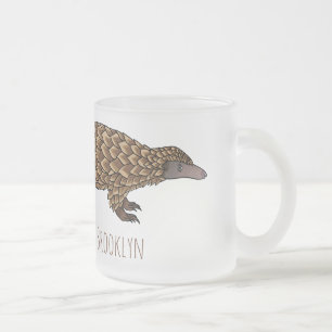 Caneca De Café Vidro Jateado Ilustração de desenho animado de pangolim de cauda