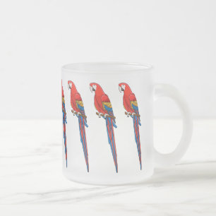 Caneca De Café Vidro Jateado Ilustração de desenho animado de papagaio-escarl