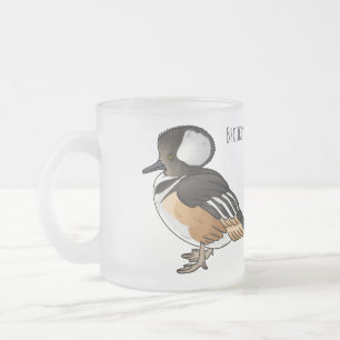 Caneca De Café Vidro Jateado Ilustração de desenho animado de pato mergulhão-en