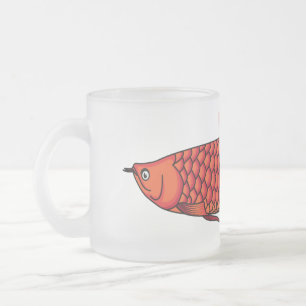 Caneca De Café Vidro Jateado Ilustração de desenho animado de peixes da Arowa
