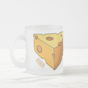 Caneca De Café Vidro Jateado Ilustração de desenho animado de queijo