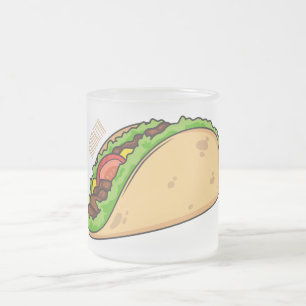 Caneca De Café Vidro Jateado ilustração de desenho animado de taco