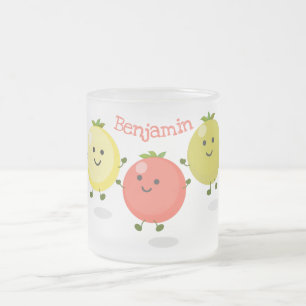 Caneca De Café Vidro Jateado Ilustração de desenho animado de tomate de cereja