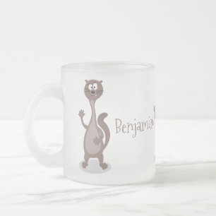 Caneca De Café Vidro Jateado Ilustração de desenho animado de uma doninha engra