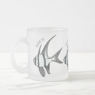Caneca De Café Vidro Jateado ilustração de desenho animado do peixe cardinal de
