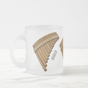Caneca De Café Vidro Jateado Ilustração de desenho animado em flauta/panuccões
