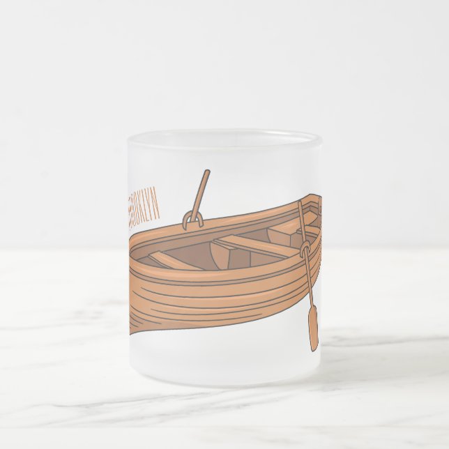 Caneca De Café Vidro Jateado Ilustração de desenho animado em Rowboat (Centro)