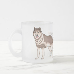 Caneca De Café Vidro Jateado Ilustração de desenho animado siberiano husky