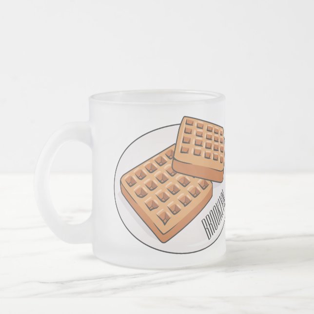 Caneca De Café Vidro Jateado Ilustração de desenho animado Waffle (Esquerda)