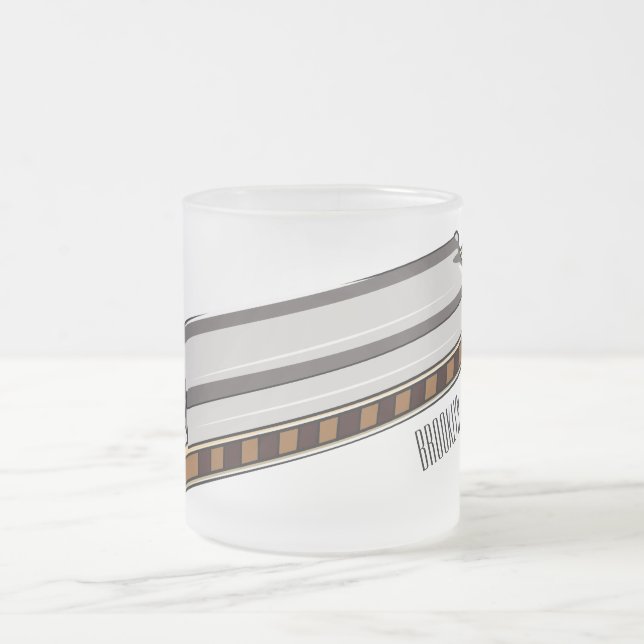 Caneca De Café Vidro Jateado Ilustração de desenho da Harmonica (Centro)