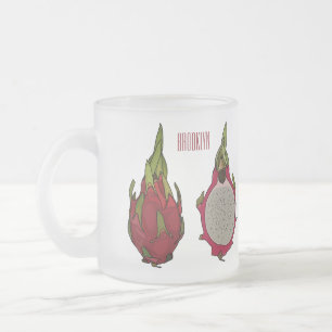 Caneca De Café Vidro Jateado Ilustração de desenho de fruta do dragão