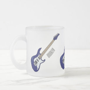 Caneca De Café Vidro Jateado Ilustração de desenho de guitarra elétrica