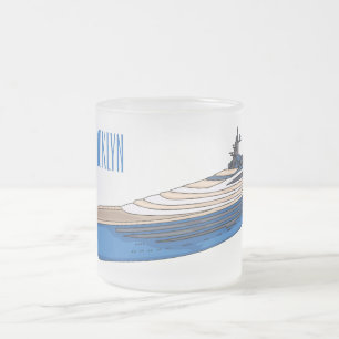 Caneca De Café Vidro Jateado Ilustração de desenho em Yacht