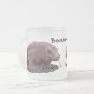 Caneca De Café Vidro Jateado Ilustração do dragão de Komodo