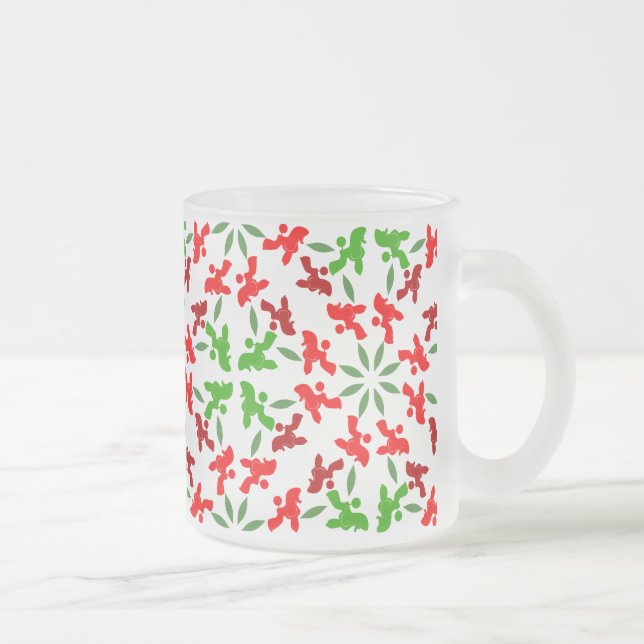 Caneca De Café Vidro Jateado Ilustração do padrão de Poodle personalizável  (Direita)