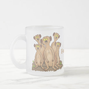 Caneca De Café Vidro Jateado Imagem animada da família Meerkat