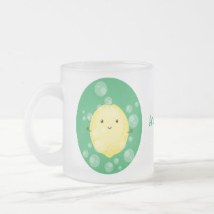 Caneca De Café Vidro Jateado Imagem das bolhas de fruta de limão-branco