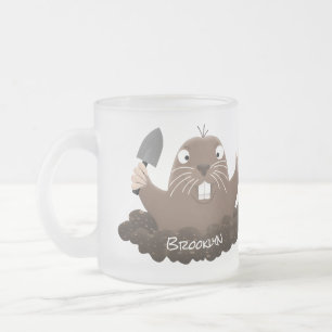 Caneca De Café Vidro Jateado Imagem de desenho animado de bolso engraçado