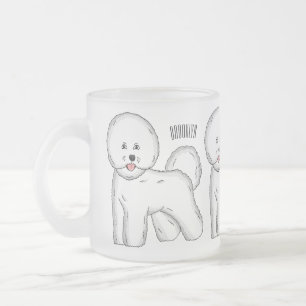 Caneca De Café Vidro Jateado Imagem de desenho animado de cachorro de frise de