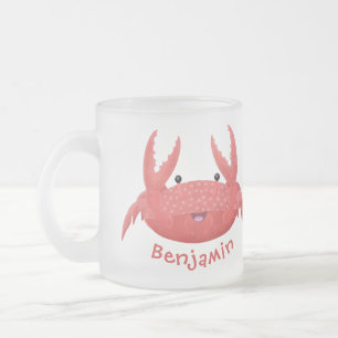 Caneca De Café Vidro Jateado Imagem de desenho animado de caranguejo vermelho-b