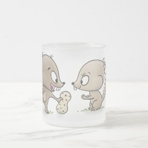 Caneca De Café Vidro Jateado Imagem de desenho animado de esquilos engraçados