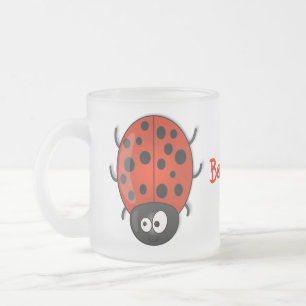 Caneca De Café Vidro Jateado Imagem de desenho animado de joaninha vermelha, fe