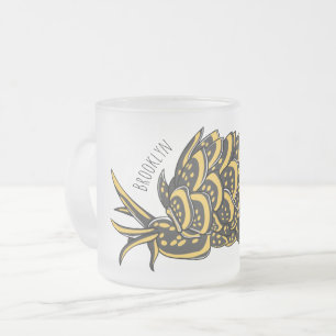Caneca De Café Vidro Jateado Imagem de desenho animado de lesmas do mar folhead