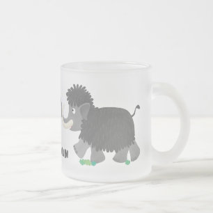 Caneca De Café Vidro Jateado Imagem de desenho animado de mamute branco