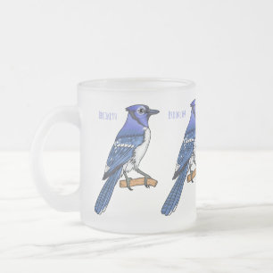 Caneca De Café Vidro Jateado Imagem de desenho animado de pássaro azul