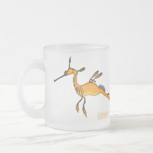 Caneca De Café Vidro Jateado Imagem de desenho animado de seadragão fraco