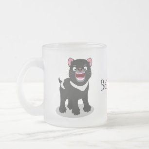 Caneca De Café Vidro Jateado Imagem de desenho animado do demônio da Tasmânia,