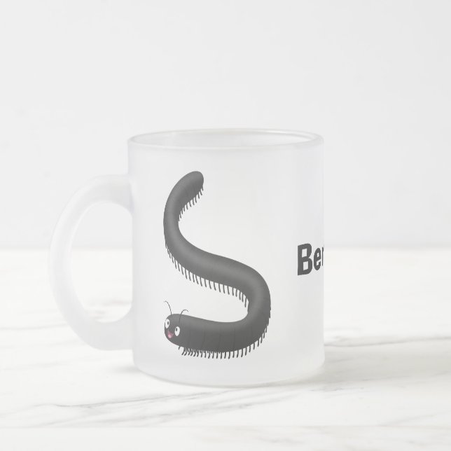 Caneca De Café Vidro Jateado Imagem de desenho em forma de milipede (Esquerda)